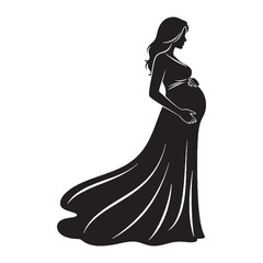 Cherished pregnant woman feeling loved and cared for - pregnant woman silhouette - pregnant woman Vector - Silhouette of pregnant woman
