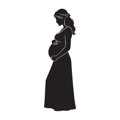 Maternal pregnant lady embodying the essence of motherhood - pregnant lady silhouette - pregnant lady Vector - Silhouette of pregnant lady

