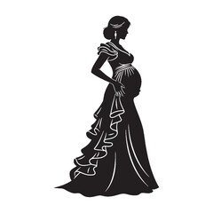 Poised pregnant lady carrying herself with dignity and grace - pregnant lady silhouette - pregnant lady Vector - Silhouette of pregnant lady
