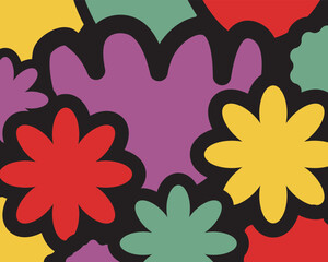 Abstract flowers pop art style colorful large flowers background