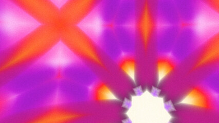 Abstract Radiant Burst with Soft Grain Texture, Symmetrical Glow Pattern in Psychedelic Style, Radiating Circular Abstract with Subtle Noise, Kaleidoscopic Starburst with Gradient Flow