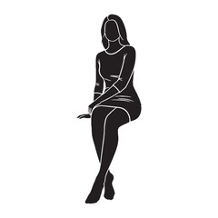 Leisurely lady sitting enjoying a relaxed and unhurried pace - lady sitting silhouette - lady sitting Vector - Silhouette of lady sitting
