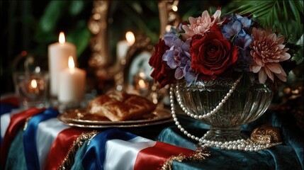 Naklejka premium Shop window with Bastille Day decorations