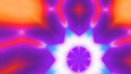 Abstract Radiant Burst with Soft Grain Texture, Symmetrical Glow Pattern in Psychedelic Style, Radiating Circular Abstract with Subtle Noise, Kaleidoscopic Starburst with Gradient Flow