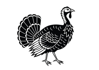 Fototapeta premium Thanksgiving With Turkey Cock Illustration Vector Art black icon vector 