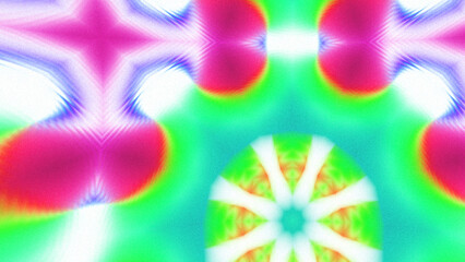 Abstract Radiant Burst with Soft Grain Texture, Symmetrical Glow Pattern in Psychedelic Style, Radiating Circular Abstract with Subtle Noise, Kaleidoscopic Starburst with Gradient Flow