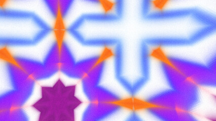 Abstract Radiant Burst with Soft Grain Texture, Symmetrical Glow Pattern in Psychedelic Style, Radiating Circular Abstract with Subtle Noise, Kaleidoscopic Starburst with Gradient Flow