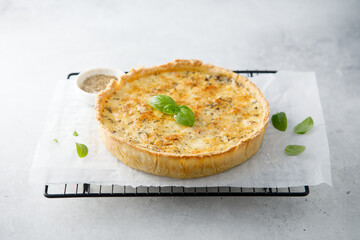Traditional onion quiche with herbs