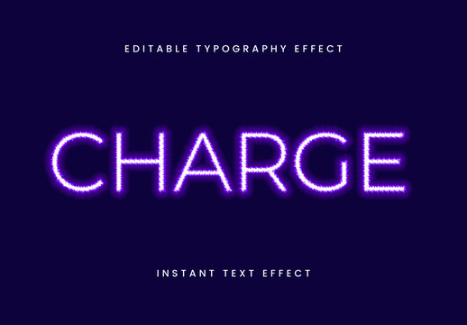 Purple And White Lightning Electric Font Neon Glow Text Effect
