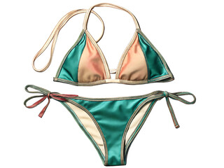 Teal and peach bikini set isolated on a white background png