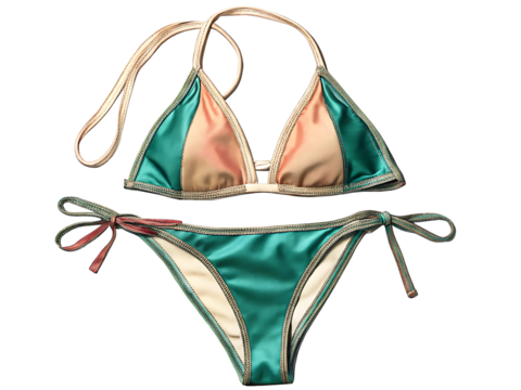 Teal and peach bikini set isolated on a white background png