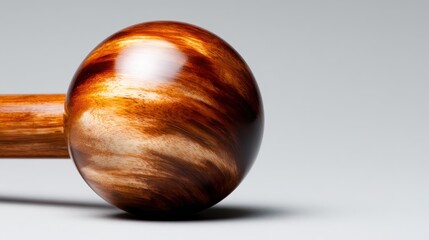 Fototapeta premium An artistic close-up of a beautifully crafted wooden object reflecting light and showcasing its stunning grain design, perfect for art and craftsmanship enthusiasts.