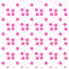 Pink flower pattern with dots on white background.
Seamless pattern with pink flowers vector illustration.