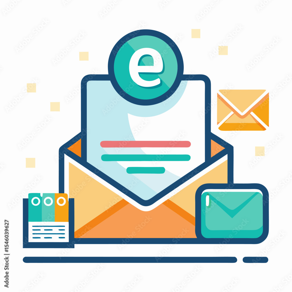 Poster remote work email inbox icon digital communication symbol