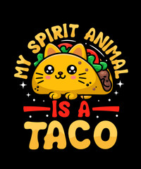 Funny Taco T-shirt Design—Vector Clipart & Illustration | Cinco de Mayo, Taco Lover Gift, Mexican Food Art