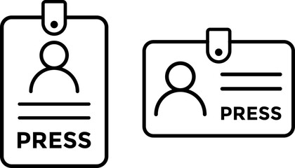 PRESS ID Card icon set. National ID document. identification identity. personal badge. passport id symbol. Membership or client personal identity
