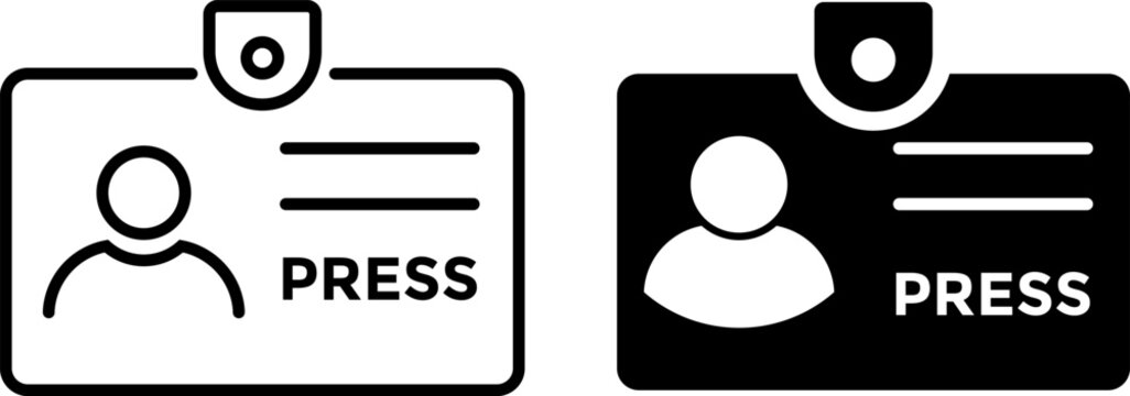 PRESS ID Card icon set. National ID document. identification identity. personal badge. passport id symbol. Membership or client personal identity
