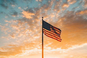 July 4 Independance day Patriotic Symbols USA. National celebration Fourth of July federal holiday United States. American flag Stars and Stripes Red, White, and Blue Old Glory Star-Spangled Banner