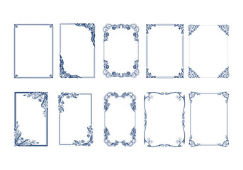 Big set Template of Decorative vintage frames, borders rectangular shape.Old backgrounds