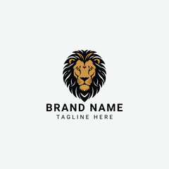 Stylized black lion head graphic with bold lines and heart-shaped halo. Symbolic, minimalist design that conveys power, royalty, and strength in frontal symmetry.