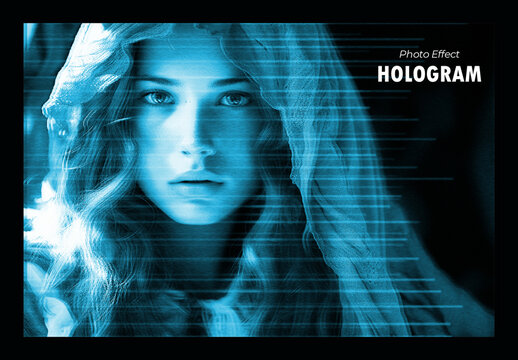 Blue And Black Hologram Glitch Scan Light Photo Effect
