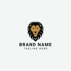 Stylized black lion head graphic with bold lines and heart-shaped halo. Symbolic, minimalist design that conveys power, royalty, and strength in frontal symmetry.