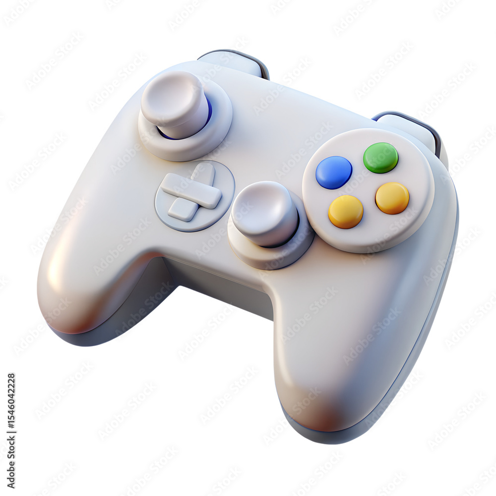 Poster realistic white console game controller 3d rendering
