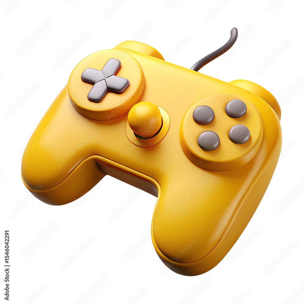 Poster realistic yellow console game controller 3d rendering