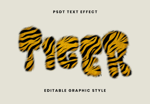 Black And Yellow Tiger Fur Font Wild Animal Soft Text Effect
