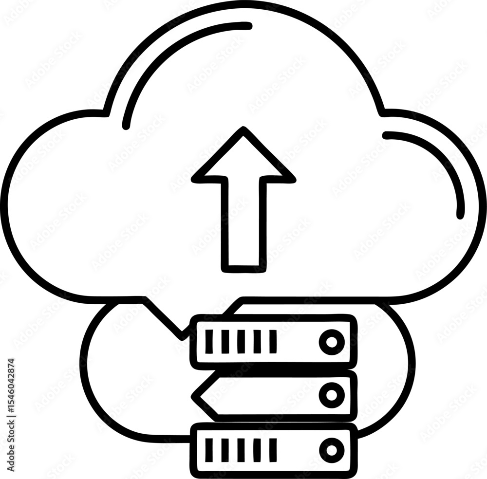 Aufkleber clean cloud storage icon with up arrow upload symbol