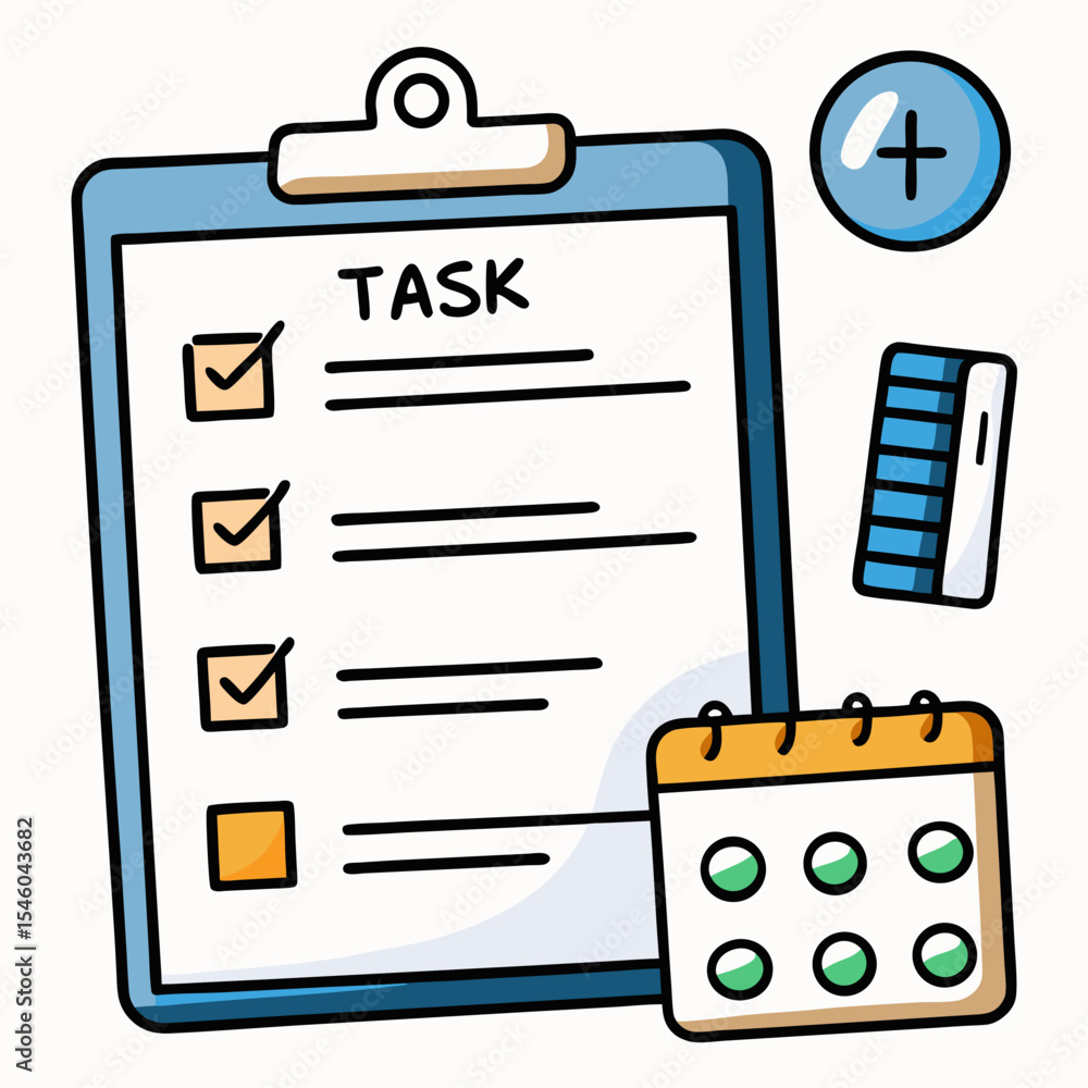 Poster project management task list with checkmarks
