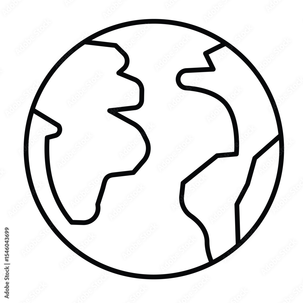 Poster planet thin line icon, cosmos concept. vector graphics. world globe with continents and oceans sign 