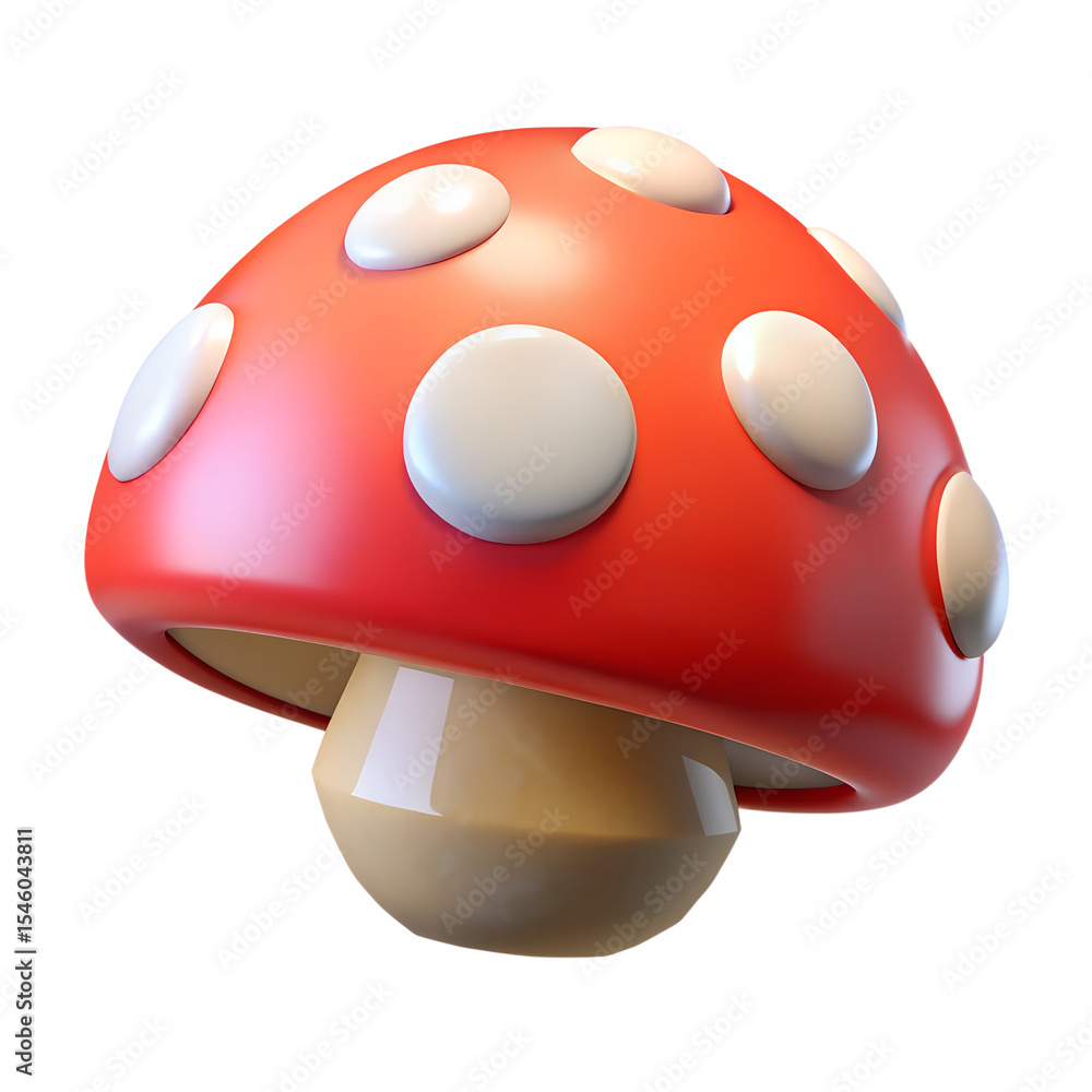 Poster red mushroom icon 3d rendering isolated on white background