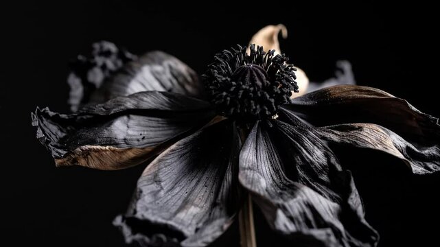 Dried Black Anemones Close Up
