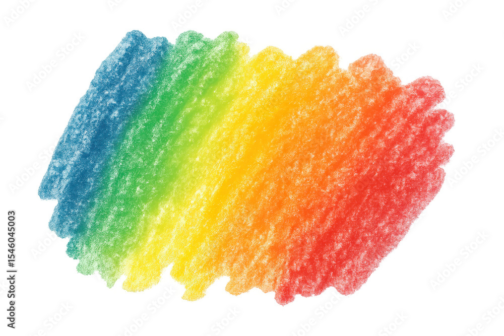 Poster pastel rainbow gradient scribbling across transparent backdrop, blending soft colors with artistic f