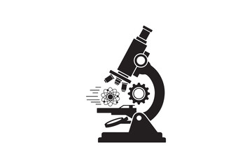 Microscope Silhouette Illustration Science Concept Microscope Science Research Icon