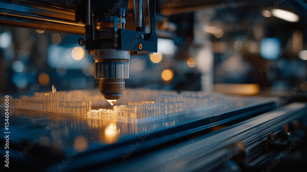 Aufkleber laser precision in action: a close-up shot showcasing a high-tech laser machine meticulously etching