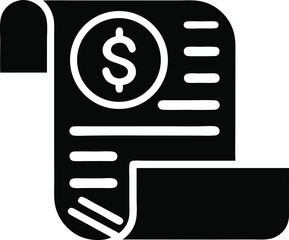 The image displays an icon representing an invoice, bill, or receipt, often associated with financial transactions. 