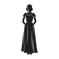 Fototapeta premium Resolute woman standing with firm determination and a strong will - woman standing silhouette - woman standing Vector - Silhouette of woman standing 