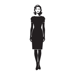 Fototapeta premium Waiting lady standing patiently, with a sense of anticipation - lady standing silhouette - lady standing Vector - Silhouette of lady standing 
