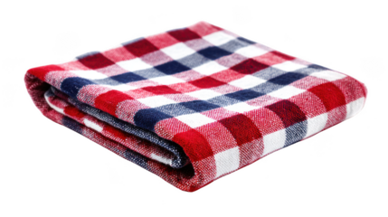 Red and white checkered blanket isolated on transparent background