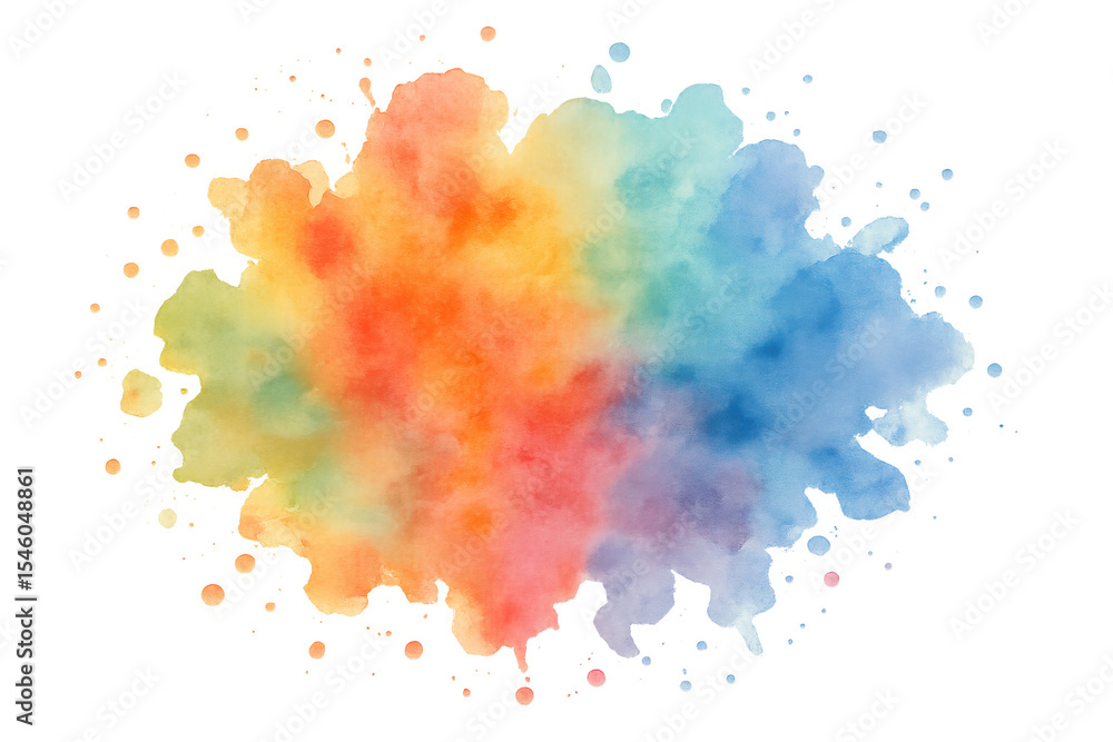 Poster colorful watercolor splash creating a vibrant and artistic design element, perfect for adding a touc