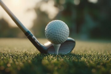 Vintage Golf Club Ad Captures a Perfect Swing at Sunset on the Green Generative AI