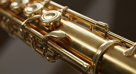 Fototapeta premium Golden Flute Close-Up: A Symphony of Musical Detail