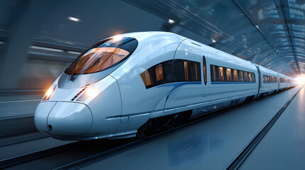 Fototapeta premium Futuristic Railway Speed Technology and Progress