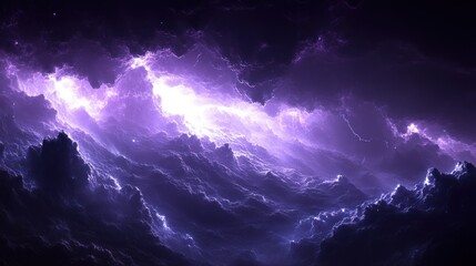 Fototapeta premium Dramatic Purple Clouds with Lightning