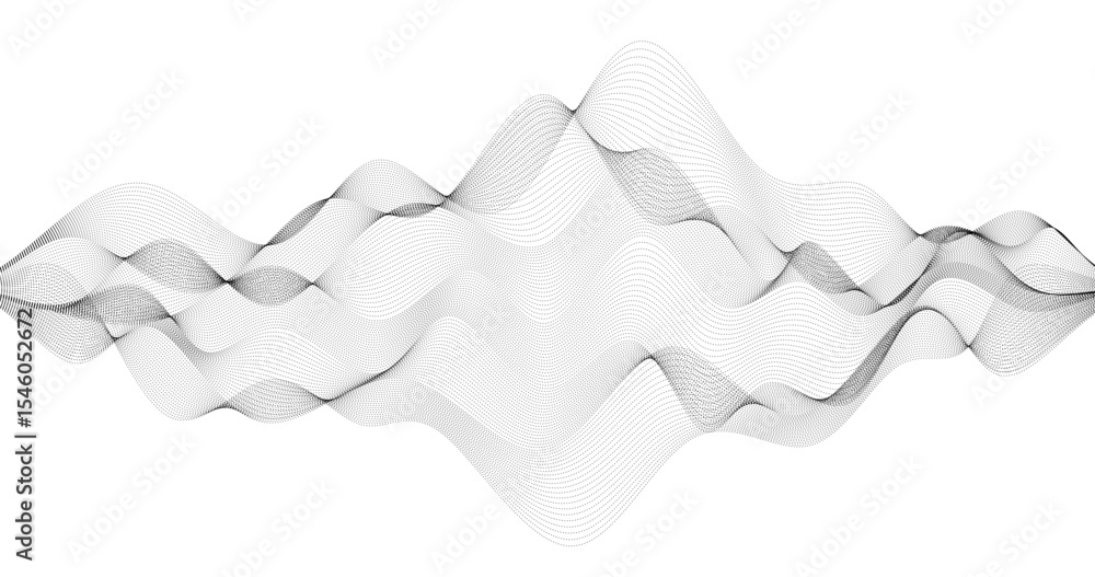 Poster abstract horizon wave of particles on an empty background audio track grid 3d illustration design