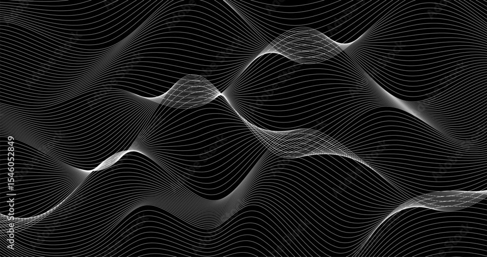 Poster horizon paradox lines waves pattern on a black background vector illustration chaotic design