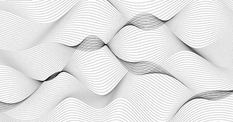 Black Horizon Abstract wavy lines on a white horizon background Monochrome tile texture  pattern design Vector illustration