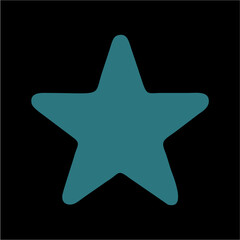 Minimalist Teal Five-Pointed Star Icon on Black Background – Achievement and Inspiration Vector Symbol,A clean and symmetrical vector illustration of a five-pointed teal star on a solid black backgrou